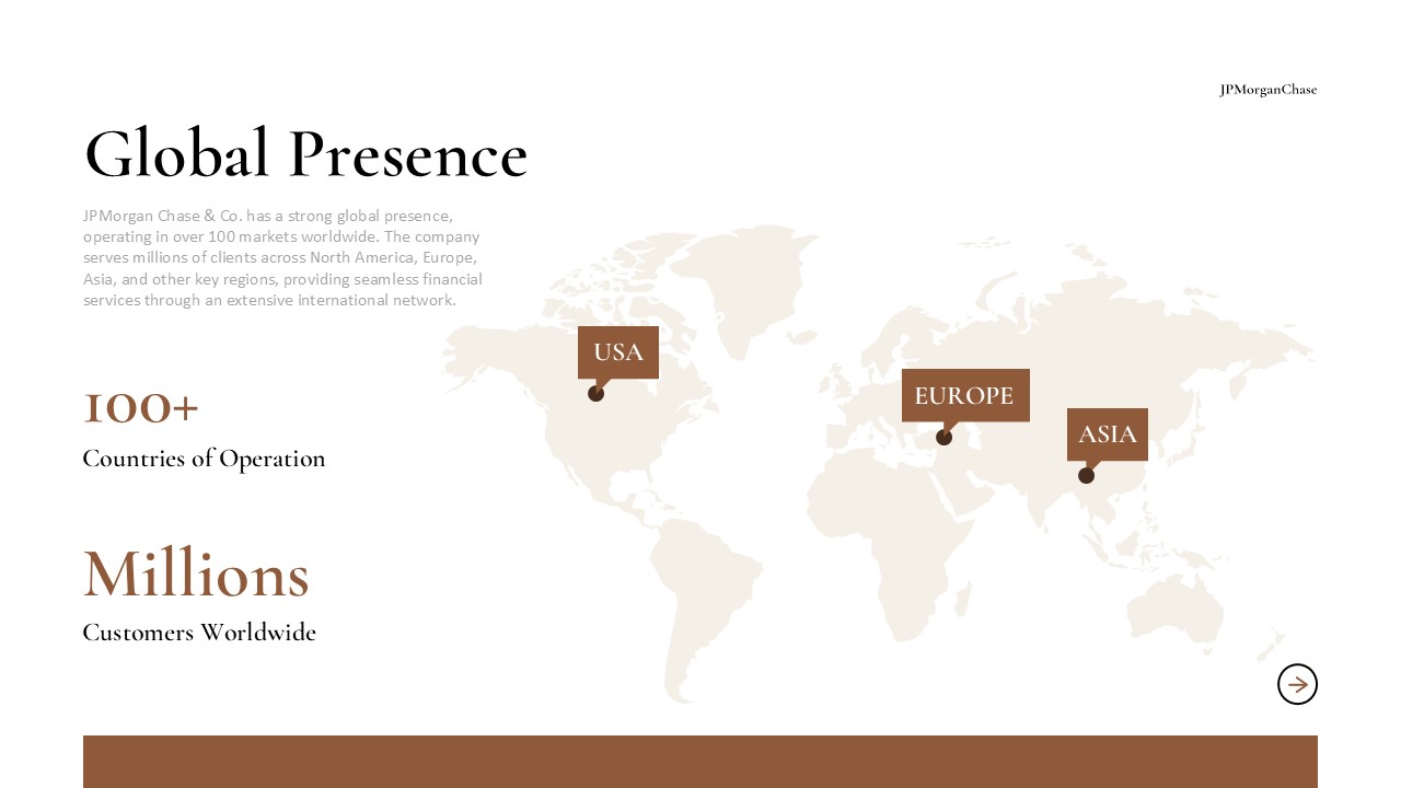JPMorgan Chase global presence slide to display international reach and market coverage
