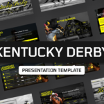 Kentucky Derby Template - Professional presentation showcase with multiple slide previews in signature yellow colors