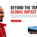 Lewis Hamilton Template - Impact slide with Hamilton portrait, global influence text blocks, and fan celebration image