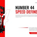 Lewis Hamilton Template - Racing slide with top-down Ferrari F1 car view, number 44 elements on red background