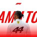 Lewis Hamilton Template - Conclusion slide with Hamilton text, number 44 Ferrari shirt, gradient background