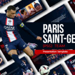 PSG PowerPoint Template - Dynamic cover slide with player collage