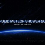 Perseid Meteor Shower 2026 template - title slide with Earth and meteors