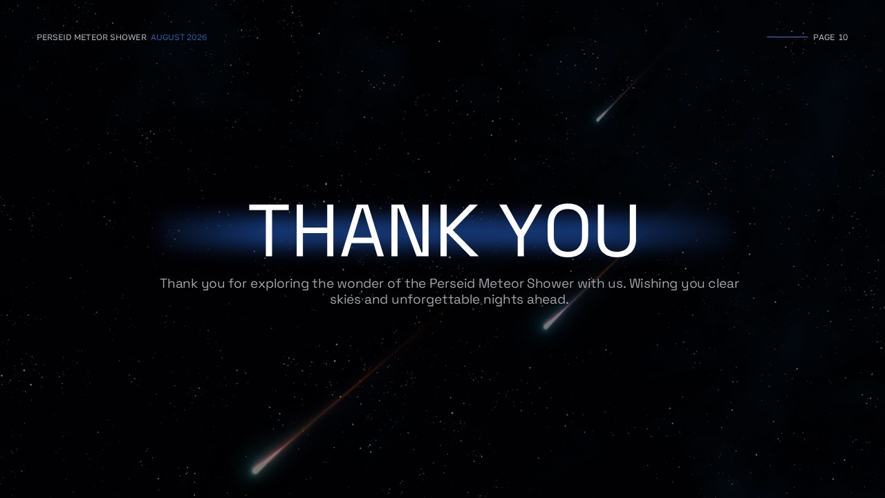 Meteor shower thank you template - closing slide with starry background