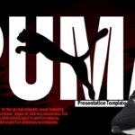 Puma Company Profile Google Slides Template - Introduction slide with PUMA logo and athletic shoe showcase