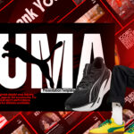 Puma Company Profile Template - Dynamic cover slide with bold black and red design featuring PUMA branding