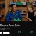 Shopify Theme Template - Main presentation slide with 3D overlapping layout and conversion statistics