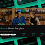 Shopify Theme Template - Cover slide with collage design, retail store imagery and key statistics