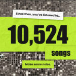 Spotify Statistics Template - Listening data slide with disco ball background showing 10,524 songs