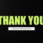 Thank You Template - Closing slide with lime green typography and golden stars on black background