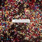 Transition Slide Template - Minimal design with colorful confetti and 'one more thing' text on black background