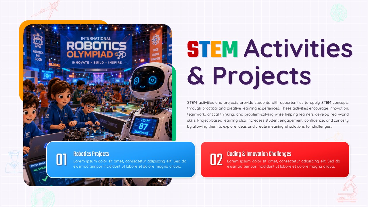 STEM Template - Activities Projects with robotics competition scene