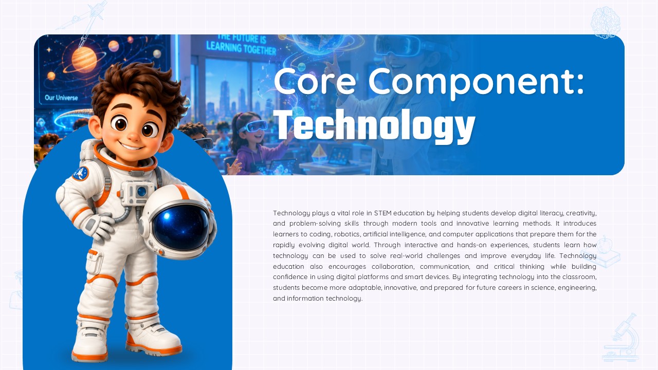 STEM Template - Core Component Technology with astronaut character
