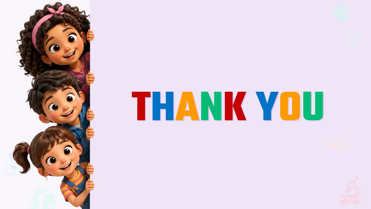 STEM Template - Thank You closing slide with cartoon children