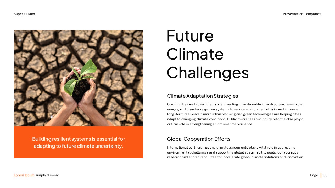 Super El Niño Future Challenges Template - Protective hands nurture green plant emerging from cracked desert earth