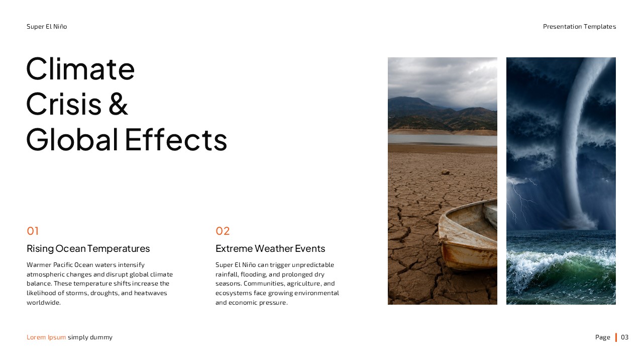 Super El Niño Climate Crisis Template - Cracked drought lakebed and water tornado showcase extreme weather contrasts
