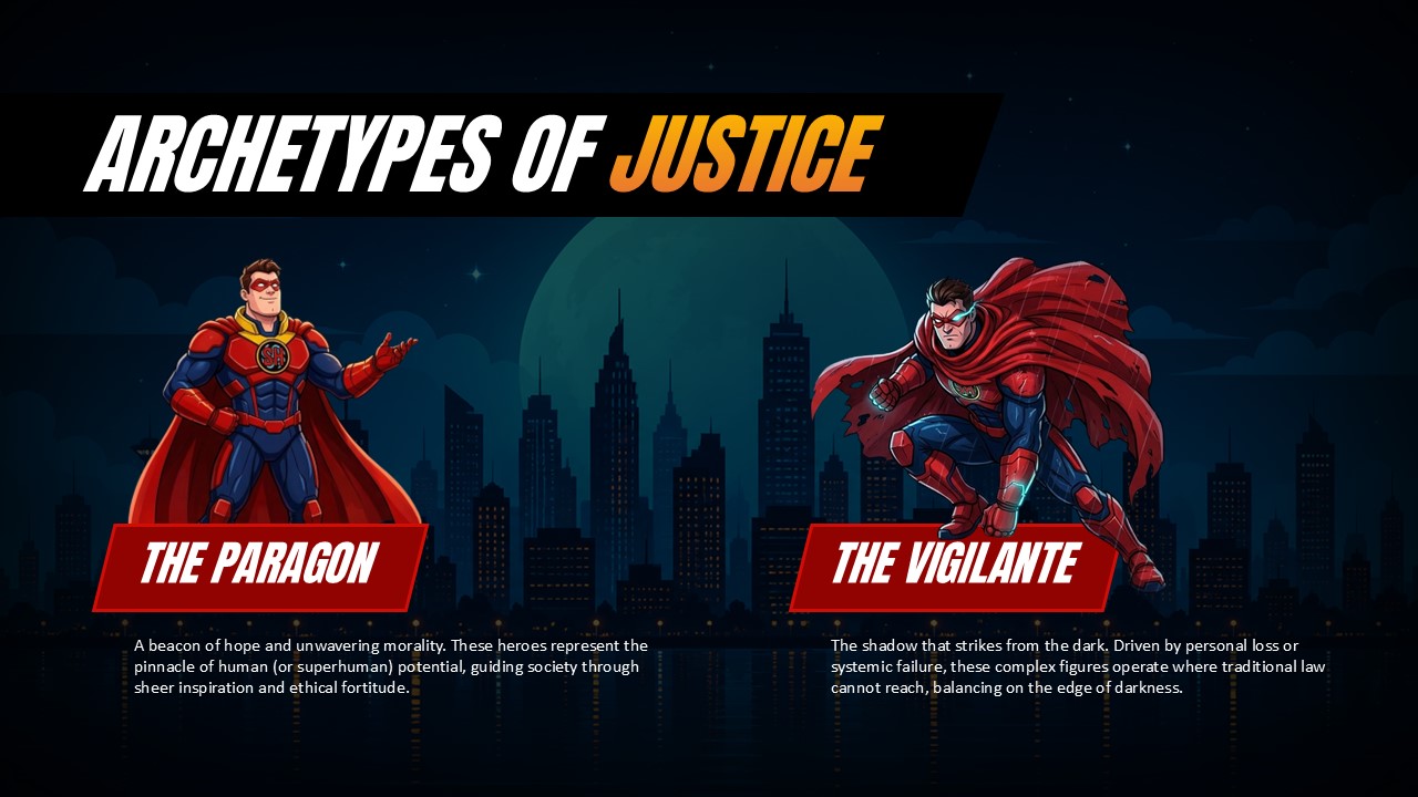 Justice Archetypes Template - Paragon vs Vigilante comparison layout