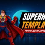 Superhero Template Title Slide - Hero character with city background