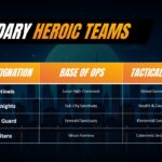 Teams Table Template - Four heroic teams with bases and strengths