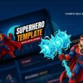 Superhero PowerPoint Template - Dark cityscape with hero characters cover