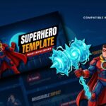 Superhero PowerPoint Template - Dark cityscape with hero characters cover