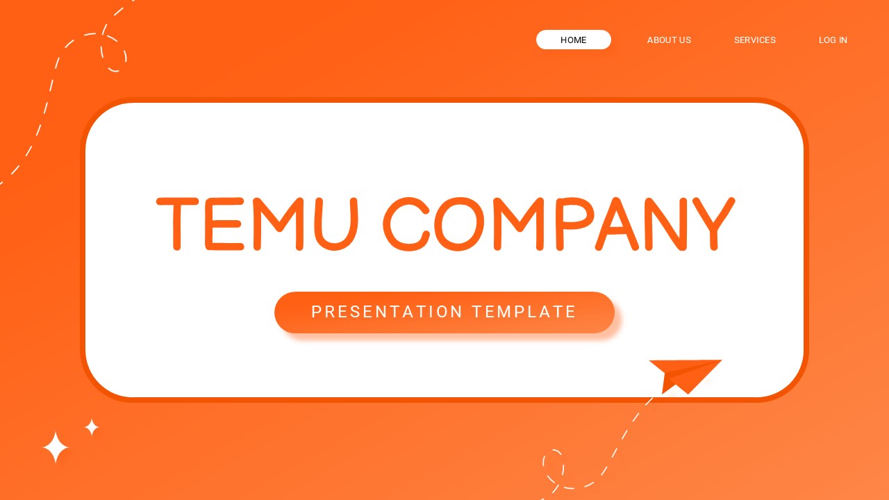 Temu Company Template - Professional title slide to open your e-commerce business presentation