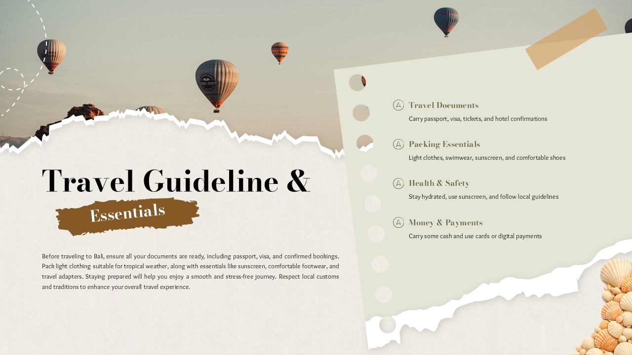 Travel Itinerary Template - guidelines and travel essentials