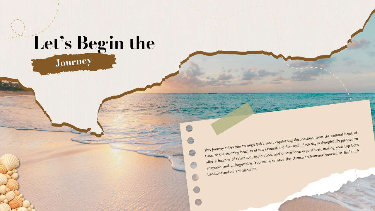 Travel Itinerary Template - journey begins with beach sunset