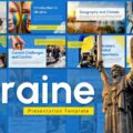 Ukraine Template - Cover slide with preview thumbnails to introduce comprehensive presentation about Ukraine