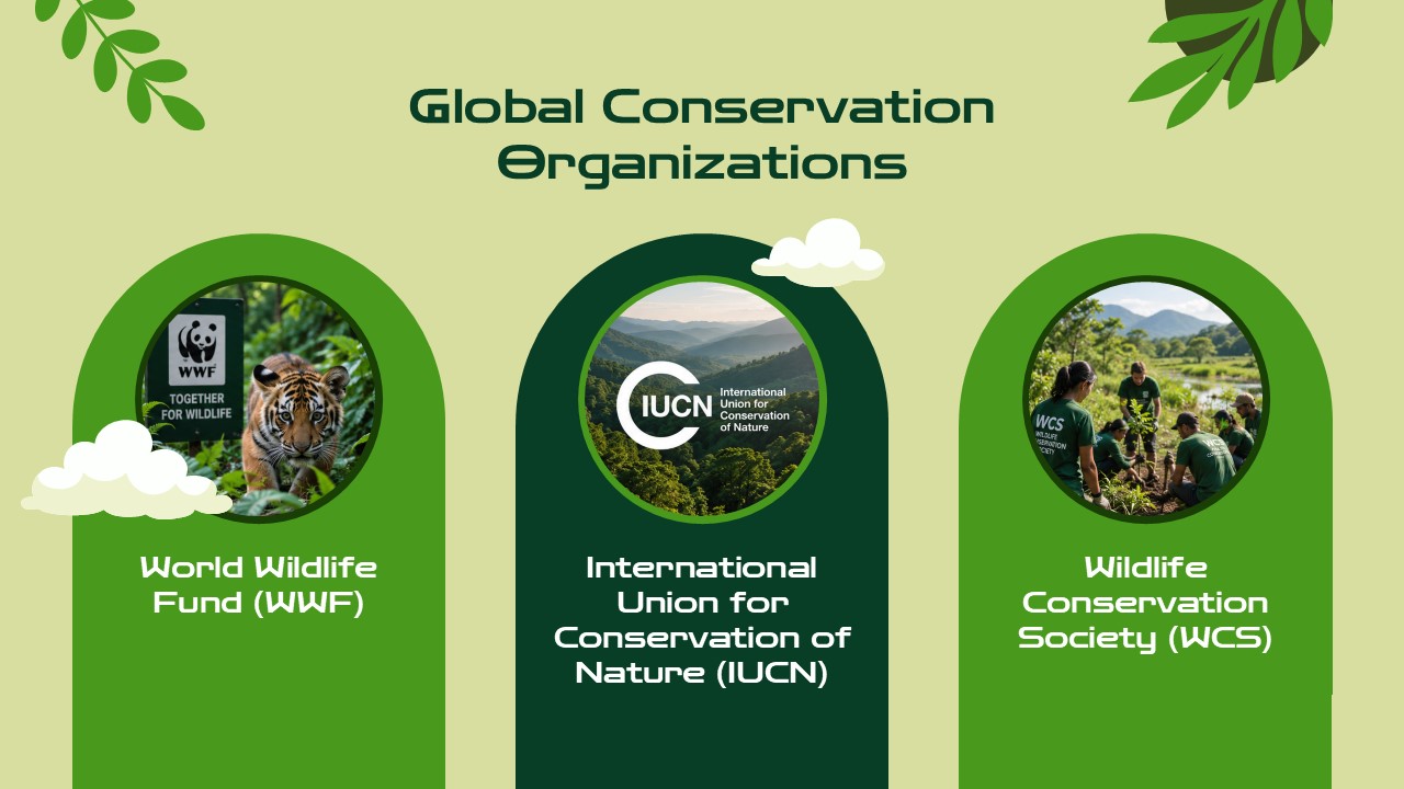Animal Conservation Template - contact information slide with phone, email, website, address icons in grid layout