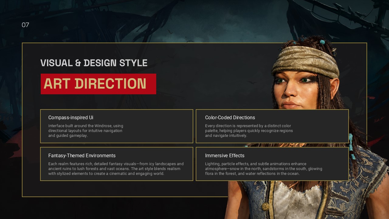Windrose Game Art Template - Visual design slide to showcase technical specifications and artistic features