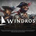 Windrose Game Template - Adventure-themed cover slide with pirate characters for gaming presentations