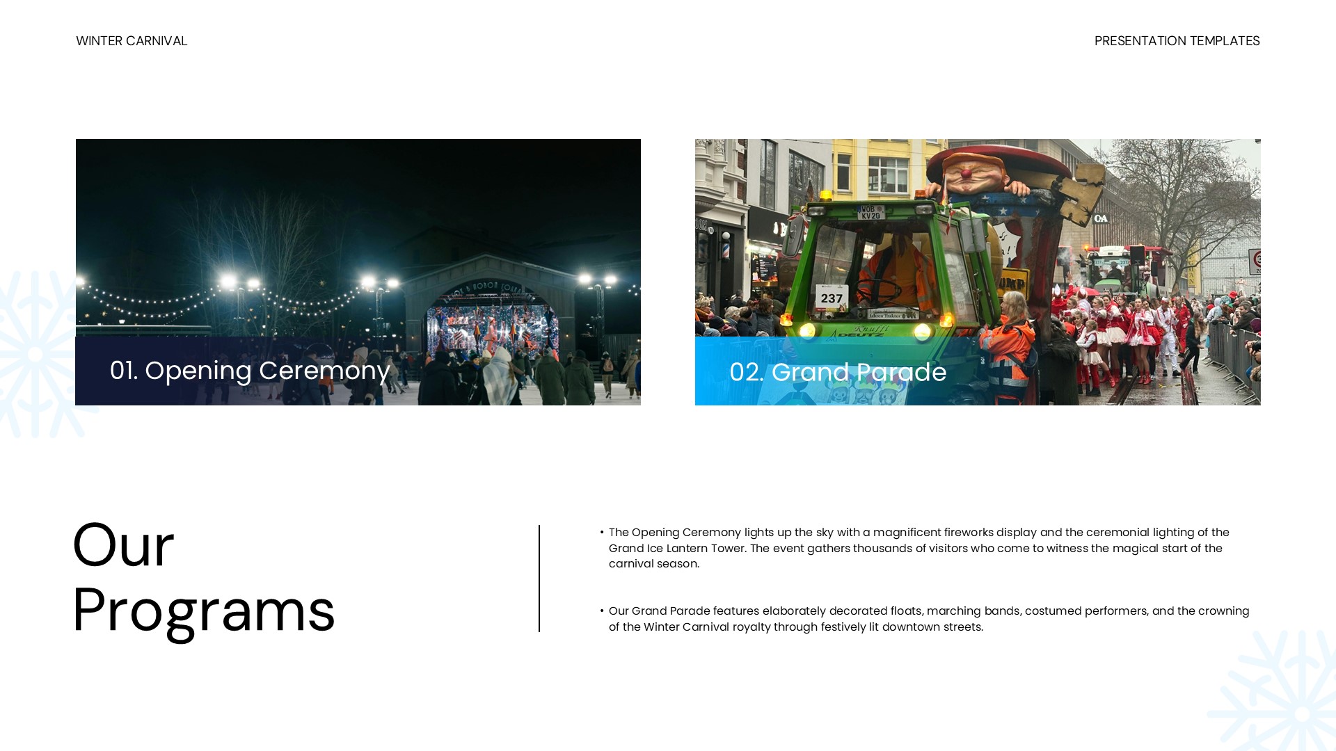 Winter Carnival Template - programs showing opening ceremony and grand parade