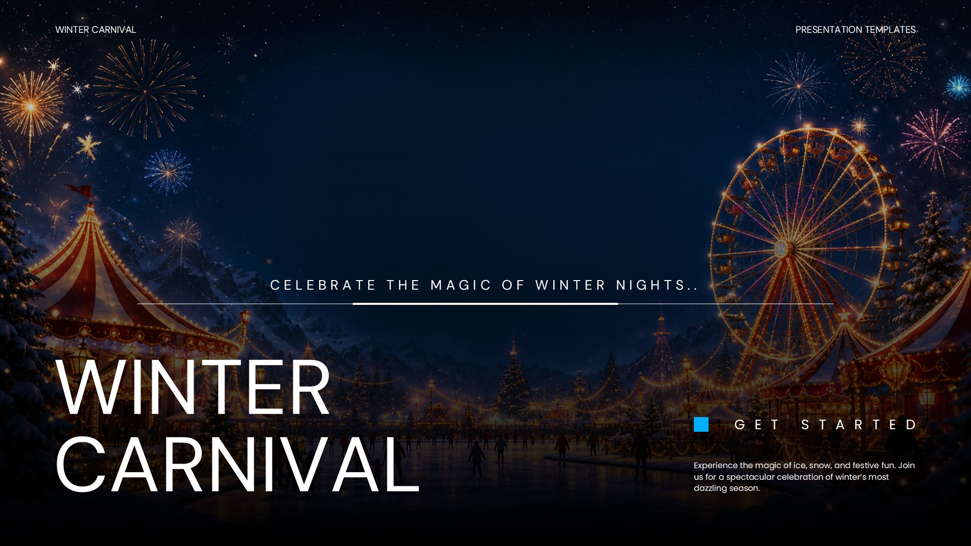 Winter Carnival Template - cover slide with Ferris wheel and fireworks