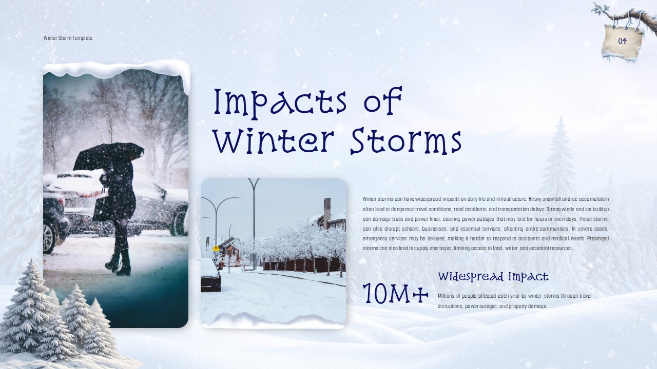 Winter Storm Template - impacts slide with person in snowstorm