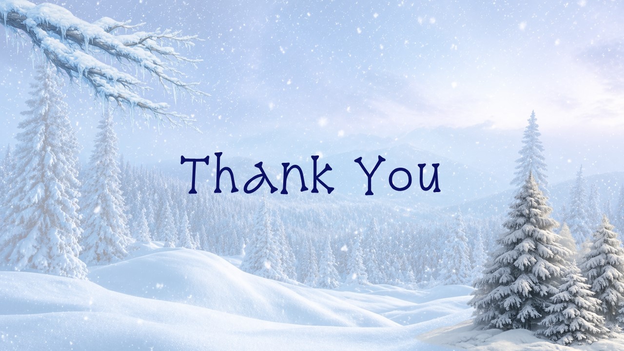 Winter Storm Template - thank you slide with snowy forest background
