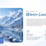 Winter Wonderland Theme Template - Magic of Winter Landscapes slide with mountain bridge content layout
