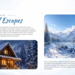 Winter Wonderland Theme Template - Seasonal escapes slide with cozy cabin night and day scenes