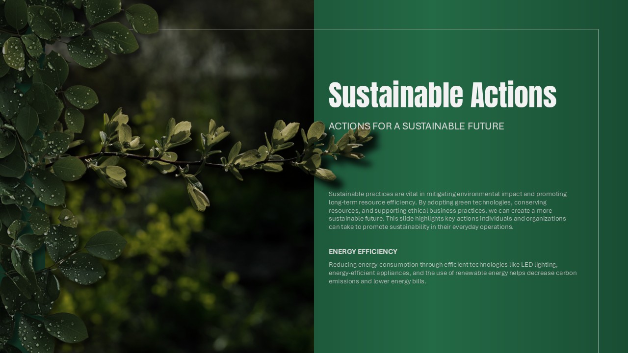 World Environment Day actions slide to introduce environmental initiatives and sustainable future strategies