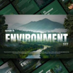 World Environment Day template cover slide with natural landscape to introduce environmental presentations