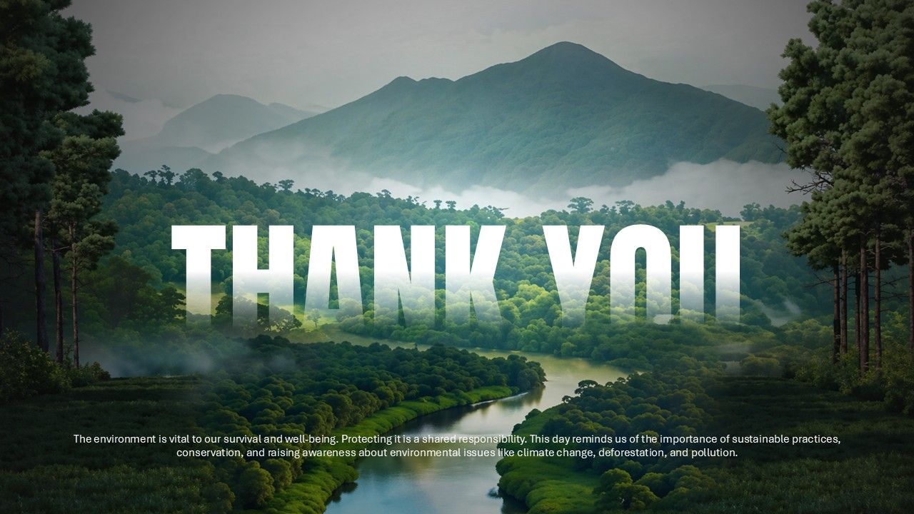 World Environment Day thank you slide to conclude environmental presentations with impactful nature imagery