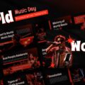 World Music Day Template - Dynamic cover slide with red and black design showcasing presentation preview