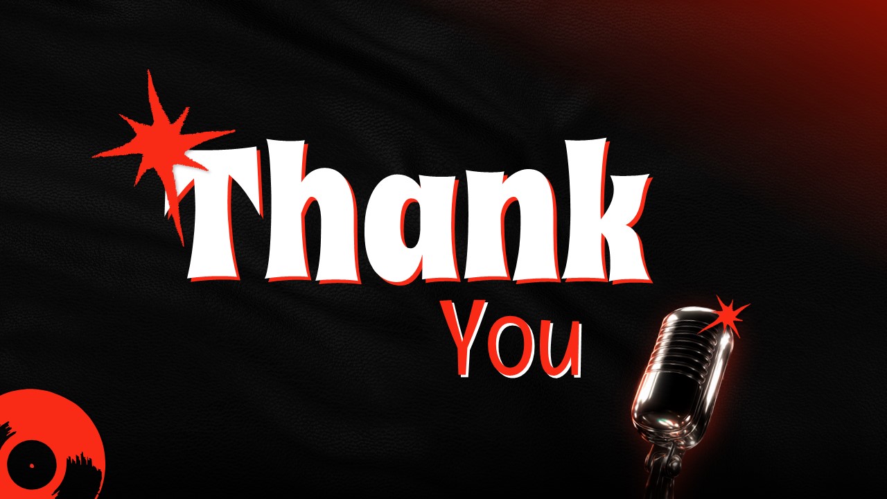 World Music Day Template - Thank you slide with vintage microphone and minimalist design