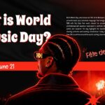 World Music Day Template - Overview slide explaining celebration on June 21 with DJ silhouette imagery