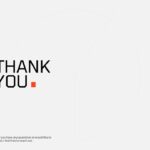AI Thank You Template - Minimalist closing slide with large typography and orange accent creating professional presentation ending