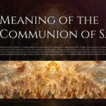 All Saints Day Template - communion of saints slide with panoramic religious artwork and theological text