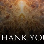 All Saints Day Template - thank you slide with classical heavenly scene artwork and clean white typography