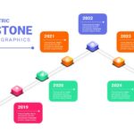 Animated Isometric 8 Milestones Timeline Template - alternative color scheme with softer blue gradient background