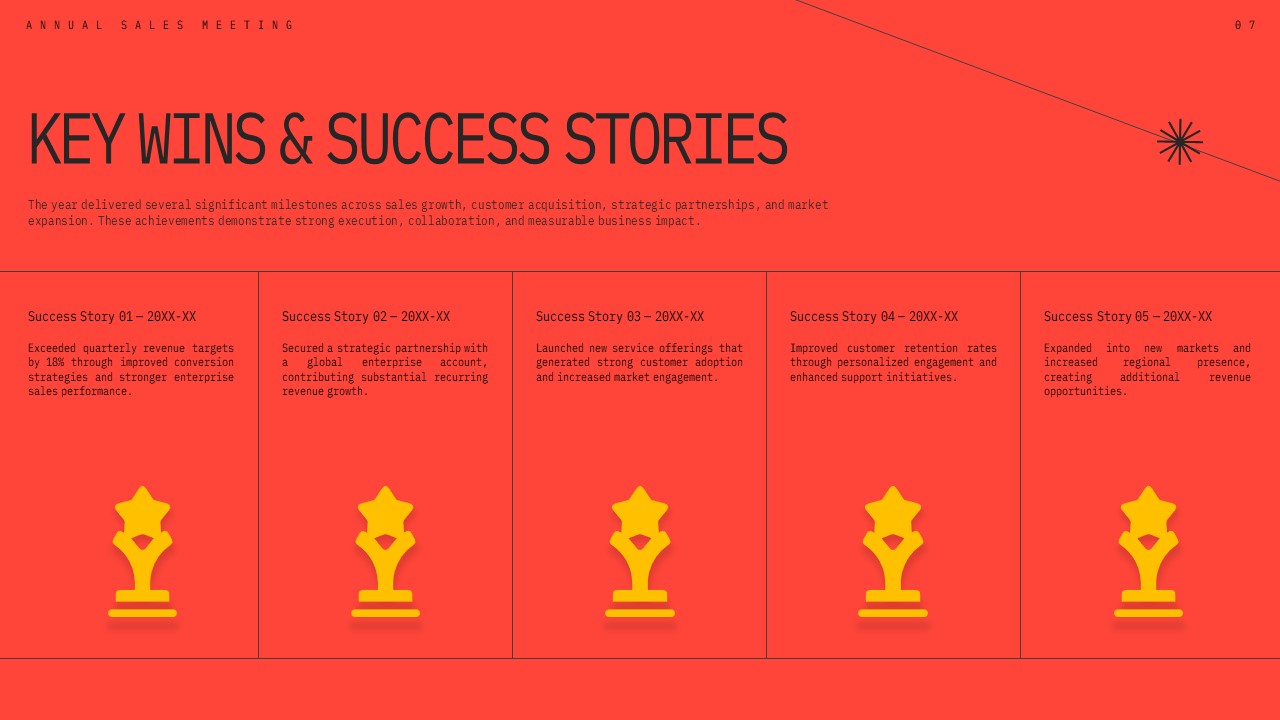 Annual Sales Meeting Template - Key Wins & Success Stories Slide