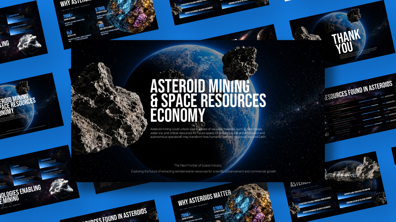 Asteroid Mining Space Resources Economy Template - Cover Slide